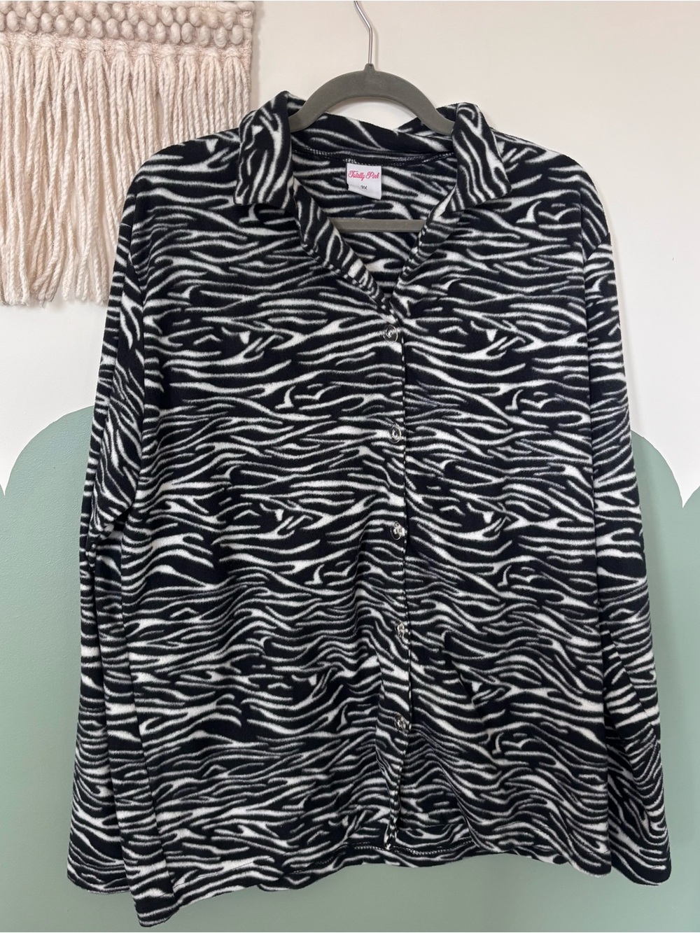 Black & White Zebra Print Button-Down Shirt - Classic Collared Top
